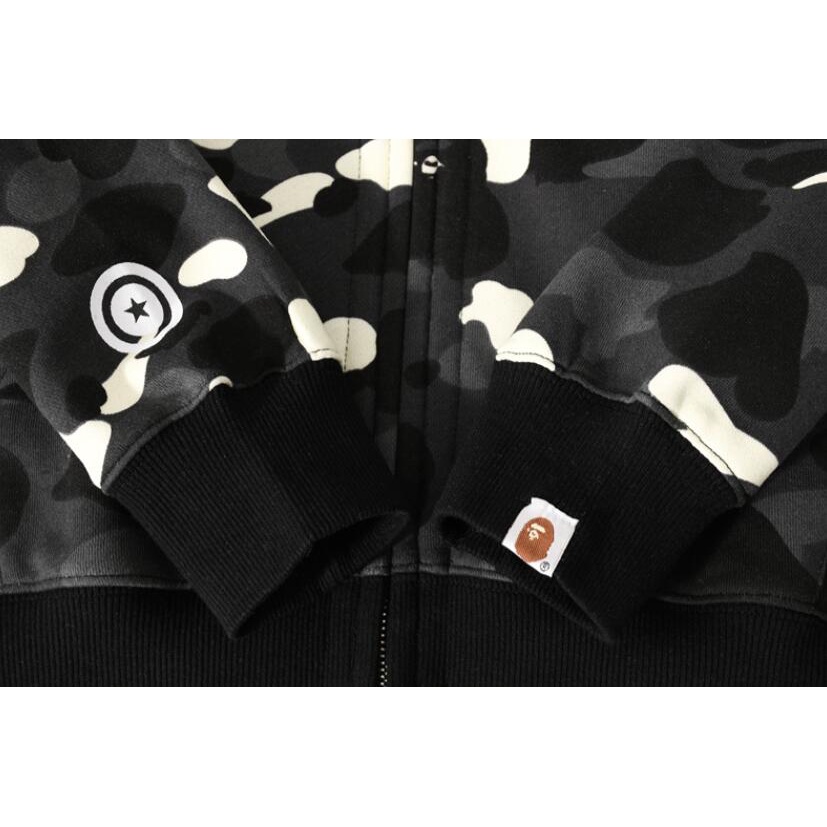 Áo khoác Bape có mũ trùm đầu chất Cotton hoạ tiết in thời trang