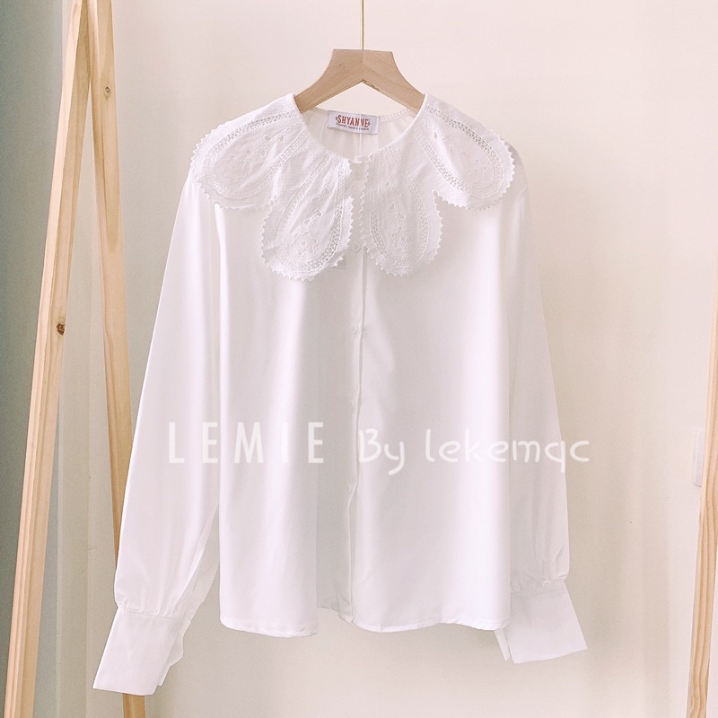 Áo Kiểu Tay Bồng Vintage Cổ Ren Siêu Xinh A24, Áo Sơ Mi Bánh Bèo Ulzzang Nữ Ảnh Thật Lekemqc 🦋
