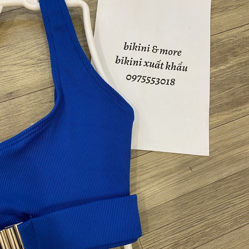 [BKN492] &lt;ÂU&gt; SET BIKINI XANH VẢI GÂN KÈM BELT (CẠP CAO)