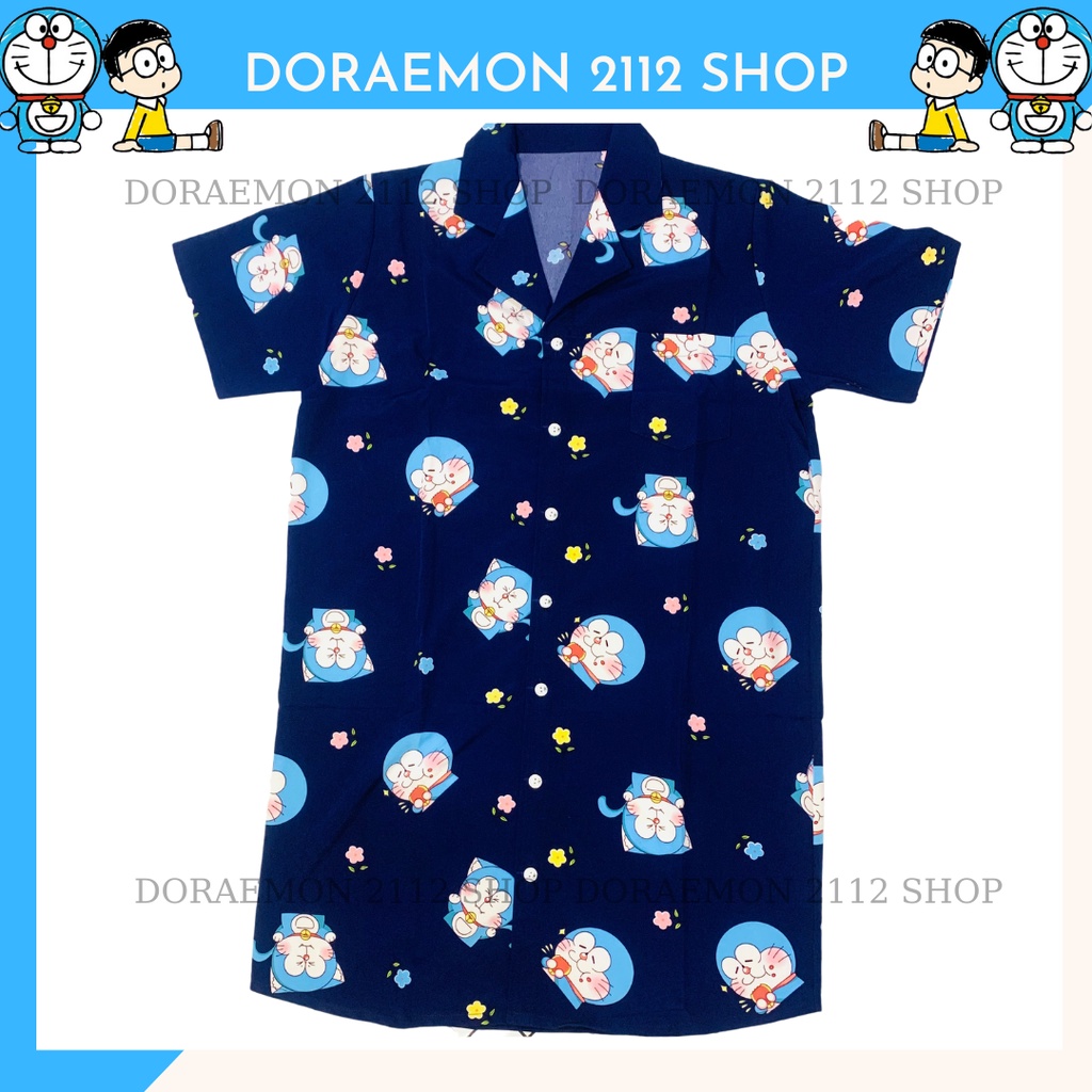 ĐẦM NGỦ - VÁY NGỦ Doraemon chất kate lụa mỏng nhẹ không nhăn 45-65kg