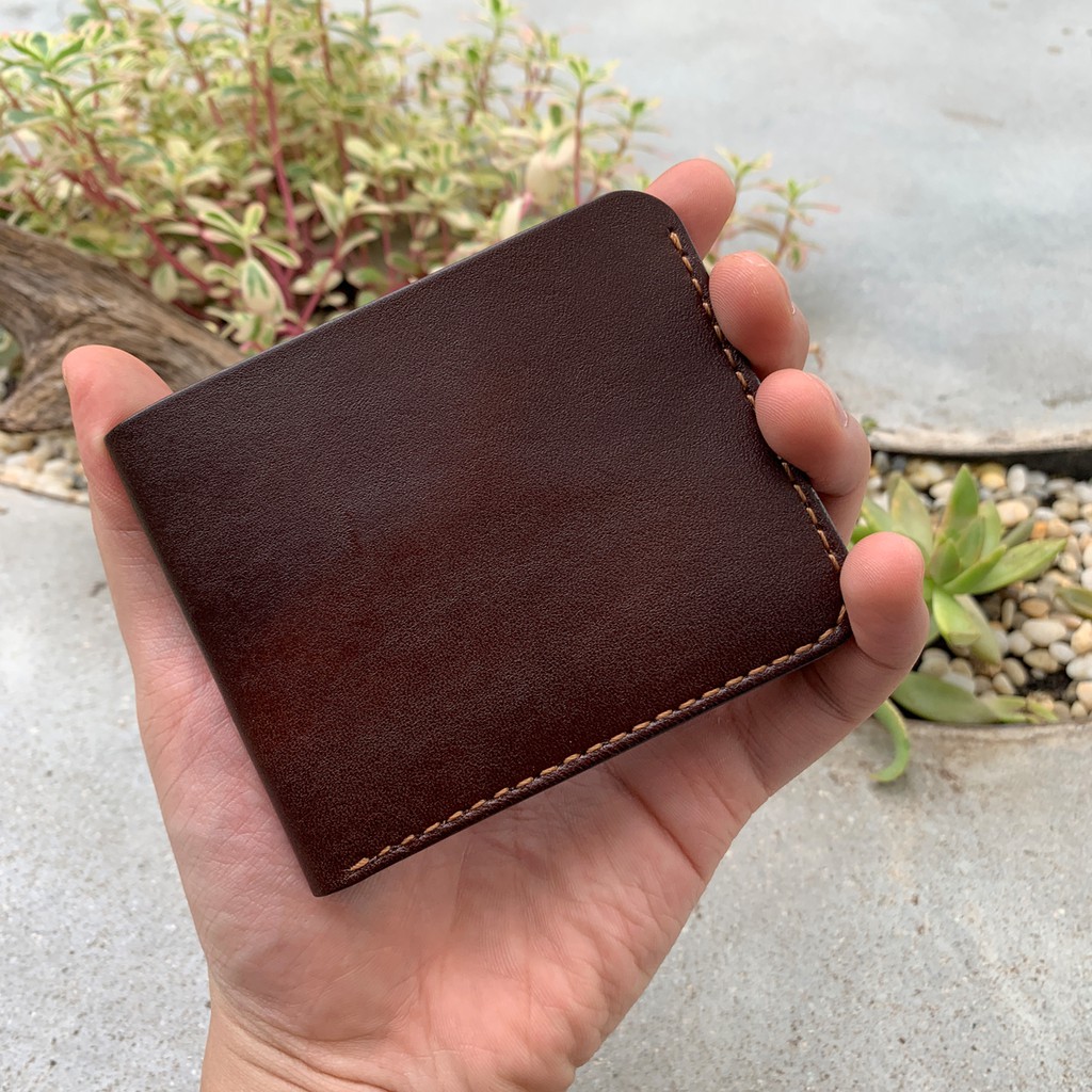 VÍ DA NAM MÀU NÂU - ĐỒ DA HANDMADE - ĐỒ DA CAO CẤP