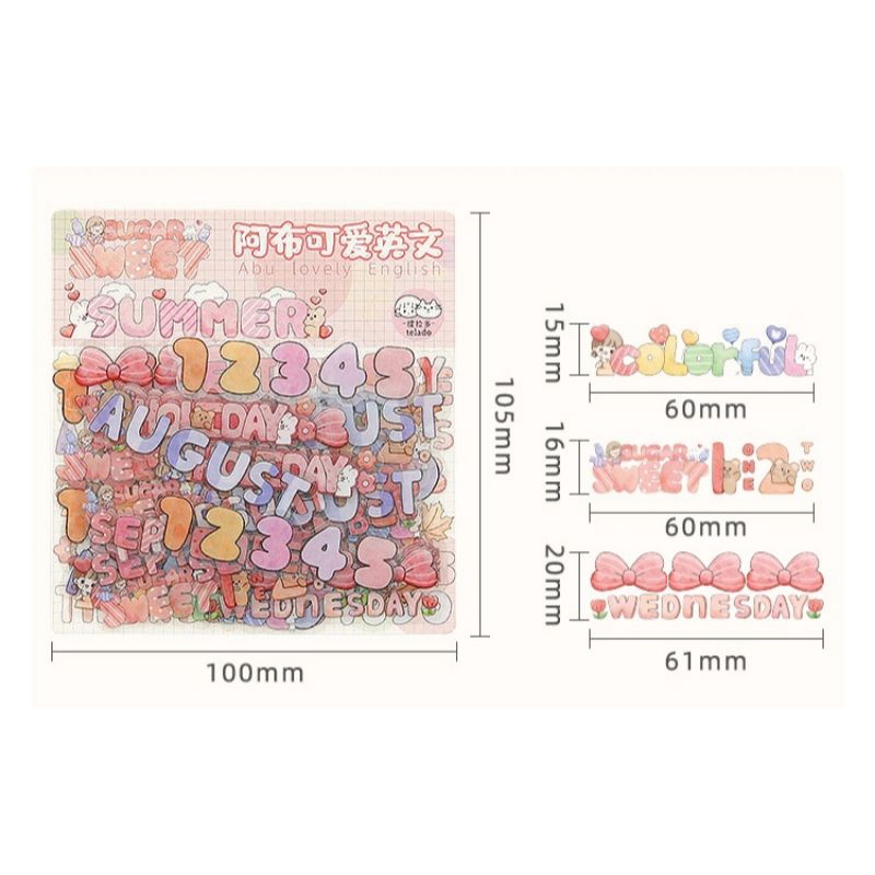 Set 48 miếng sticker chữ Tiếng Anh sáng tạo trang trí