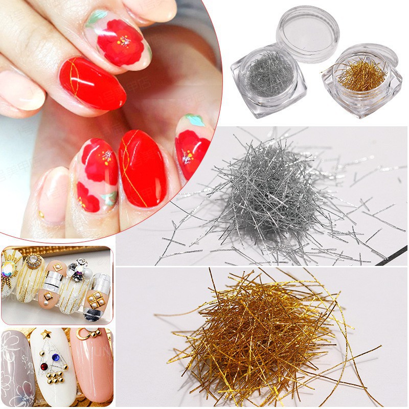 Hũ dây mảnh màu vàng/ bạc tùy chọn tự trang trí móng tay