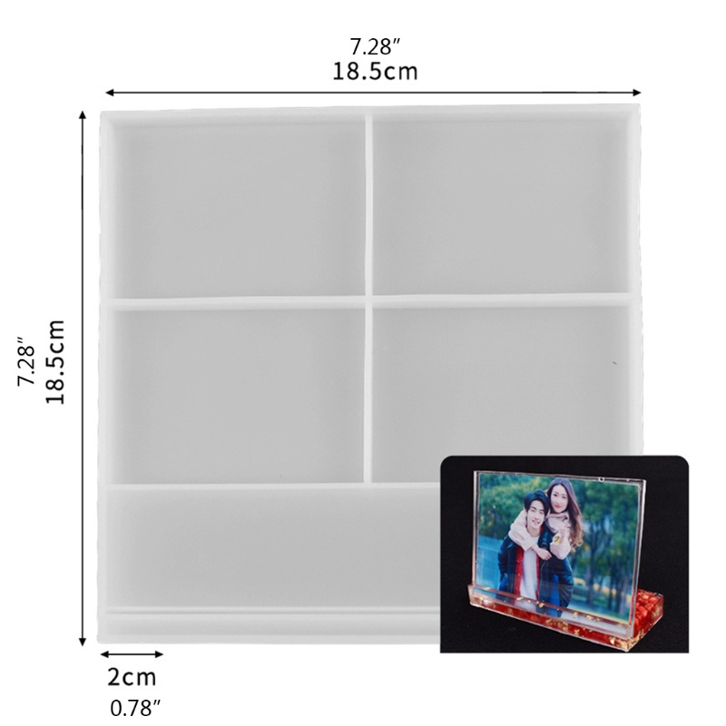 Khuôn Silicone Làm Khung Ảnh Hình Chữ Nhật / Trái Tim / Vật Liệu Resin Thủ Công DIY