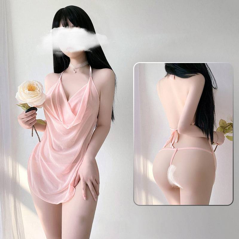 Đầm ngủ hai dây phối ren xuyên thấu gợi cảm cho nữ