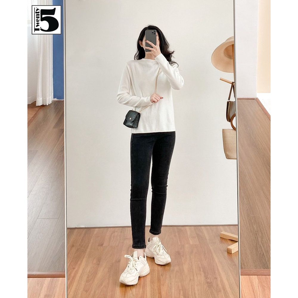 Áo len mỏng nữ trơn chất mịn, dáng suông, cổ lỡ Twentyfive 3884 | BigBuy360 - bigbuy360.vn