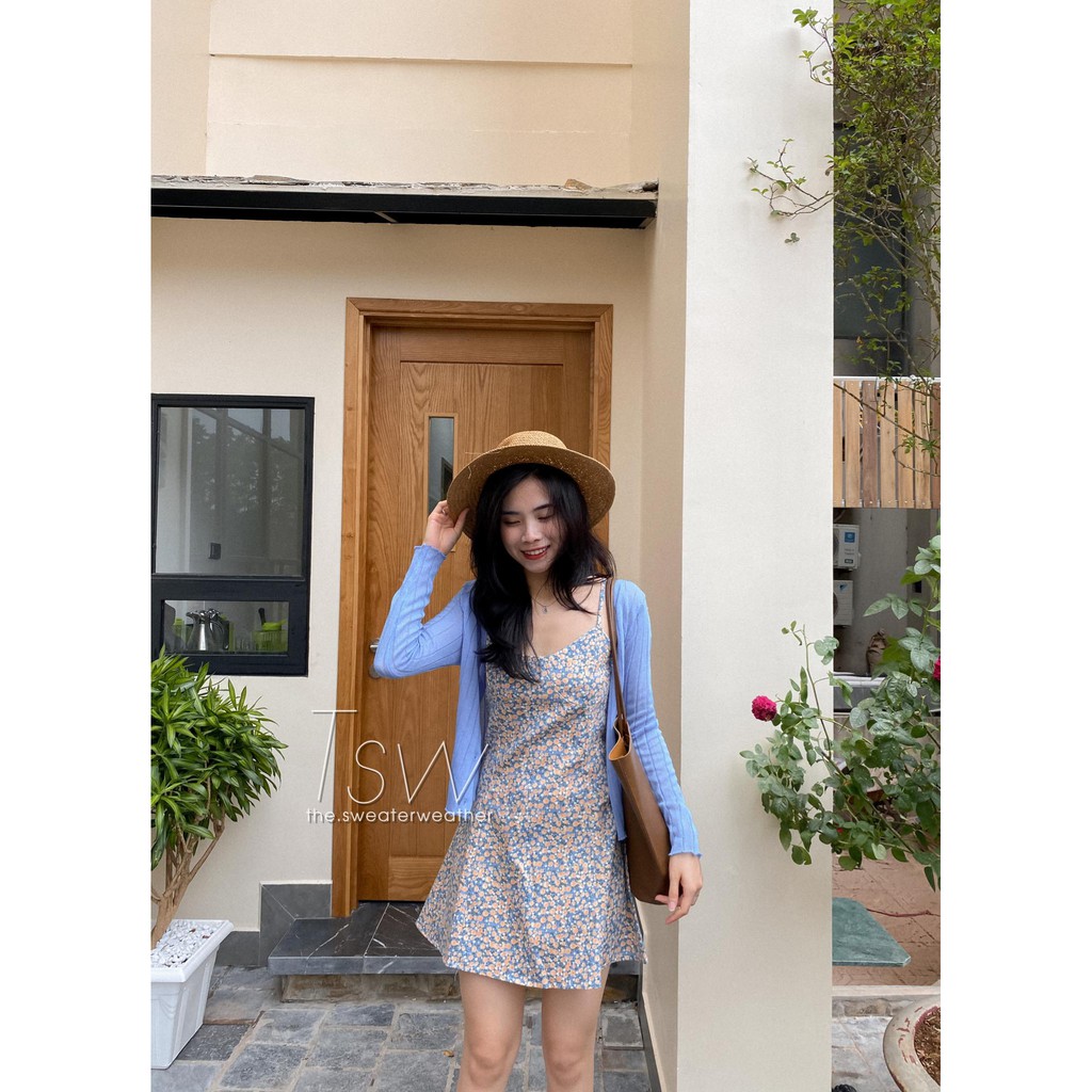 Set cardigan mỏng kèm váy 2 dây mini hoa nhí (Ảnh thật) | BigBuy360 - bigbuy360.vn