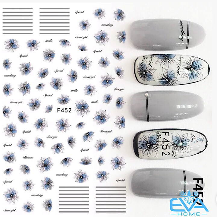 Miếng Dán Móng Tay 3D Nail Sticker Tráng Trí Hoạ Tiết Bông Hoa F452