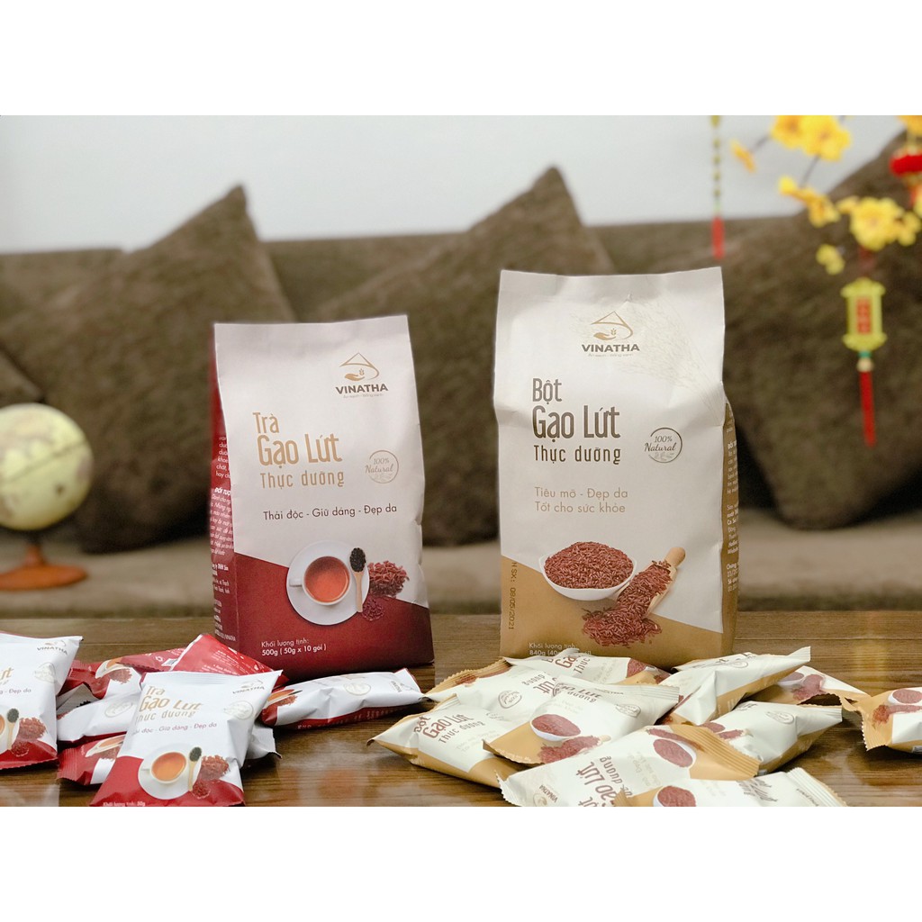 Combo Bột gạo lứt thực dưỡng (21 túi nhỏ 40g) + Trà gạo lứt VINATHA (10 túi nhỏ 50g) -Tiêu mỡ, đẹp da cải thiện sức khỏe | BigBuy360 - bigbuy360.vn