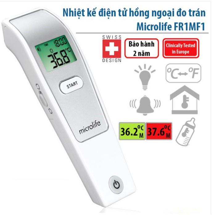Nhiệt Kế Điện Tử Hồng Ngoại Microlife FR1MF1 Thụy Sĩ - Bảo Hành Chính Hãng 2 Năm, Đo Thân Nhiệt Trán