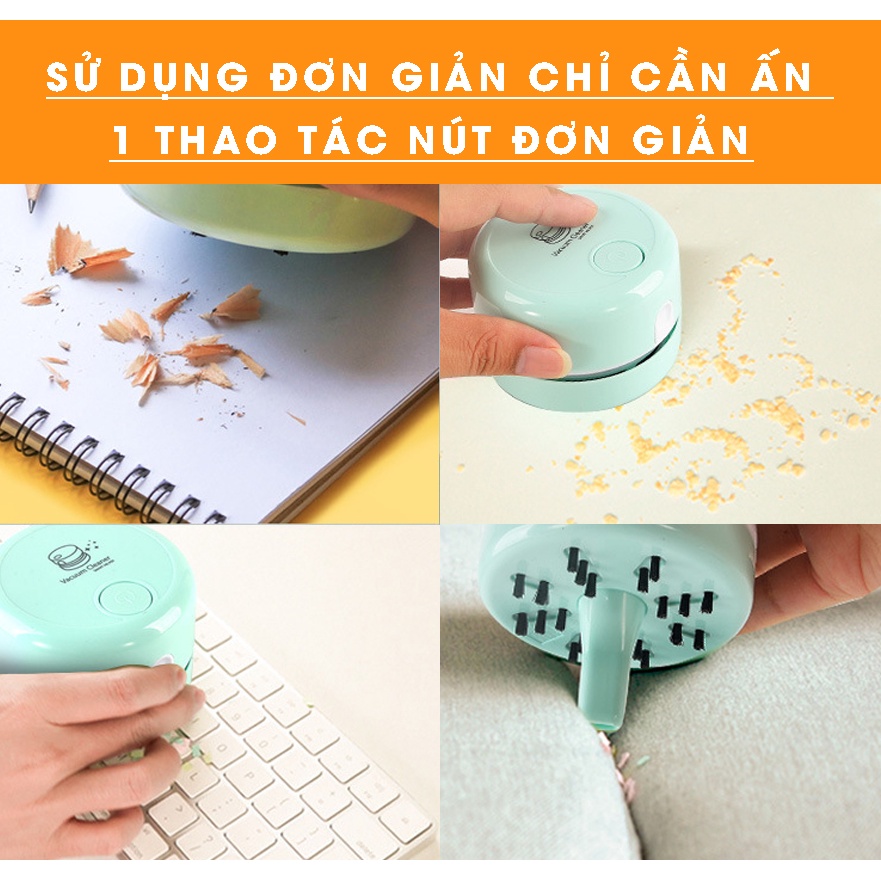 Máy Hút Bụi Cầm Tay Mini Bằng Pin Hút Bụi Bẩn Nhỏ, Bàn Học Tập,Bàn Phím Đa Năng Tiện Lợi (Tặng kèm 2 pin)