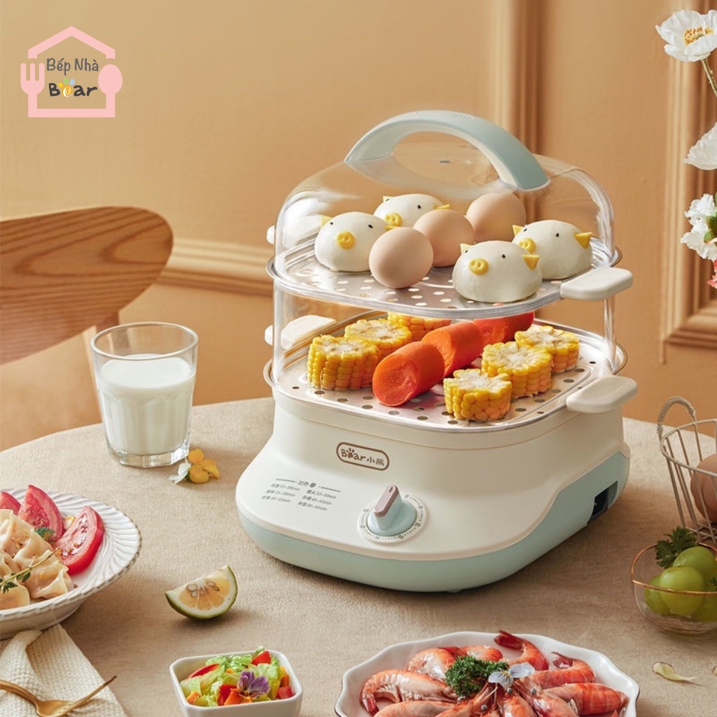 Nồi hấp điện 2 tầng mini đa năng bear DZG-C60Q8 dung tích 6L BẾP NHÀ BEAR