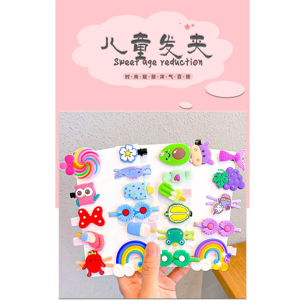 Set 6 kẹp tóc ĐỘNG VẬT xinh xắn dễ thương phong cách Hàn Quốc cho bé yêu D51
