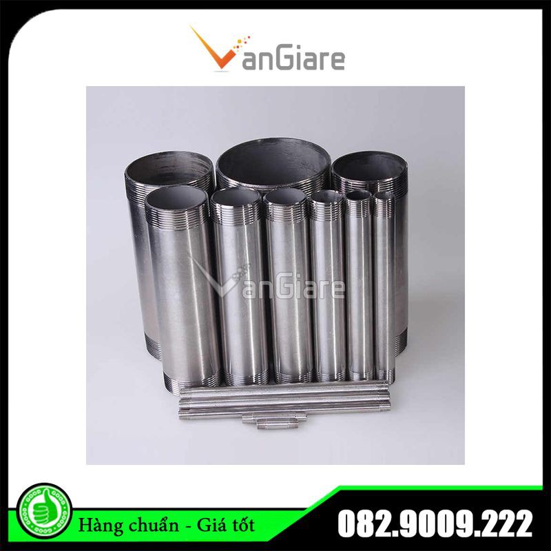 [2 tấc] Ống nối 2 đầu ren ngoài inox