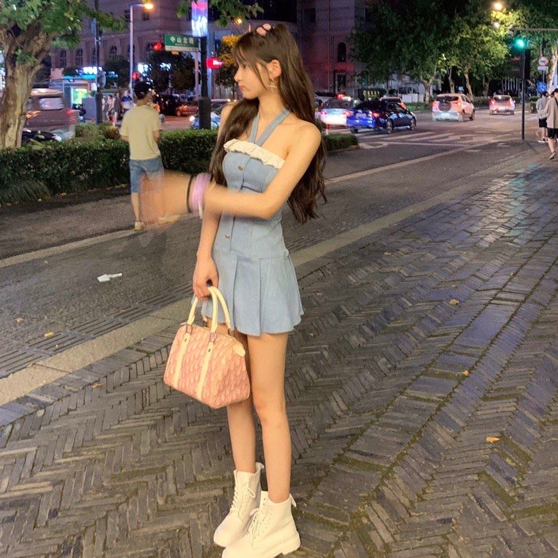 Đầm 2 dây Đầm Ngắn Cổ Yếm Ôm Dáng Thời Trang Cao Cấp Cho Nữ