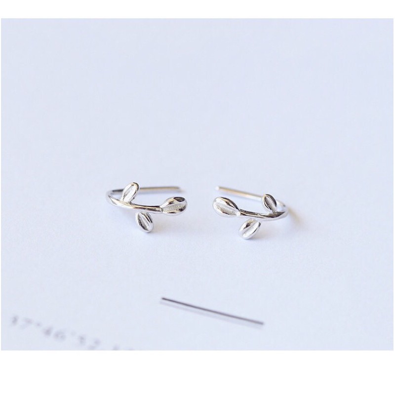 khuyên tai cành lá nhỏ xinh bạc mạ bạch kim BLING BLING- ORDER