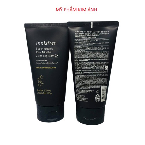sữa rửa mặt Tro Núi Lửa Innisfree Super Volcanic Pore Micellar Cleansing Foam 2X