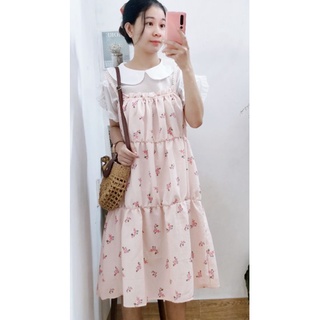 Set váy hoa phối sơ mi voan cao cấp kèm hình chụp thật