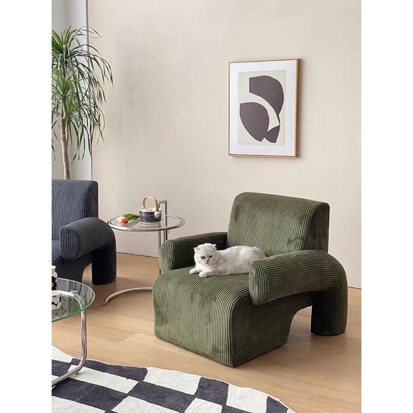 Ghế sofa đơn Lambswool vải nhung nhiều màu phong cách wabi sabi Bắc Âu