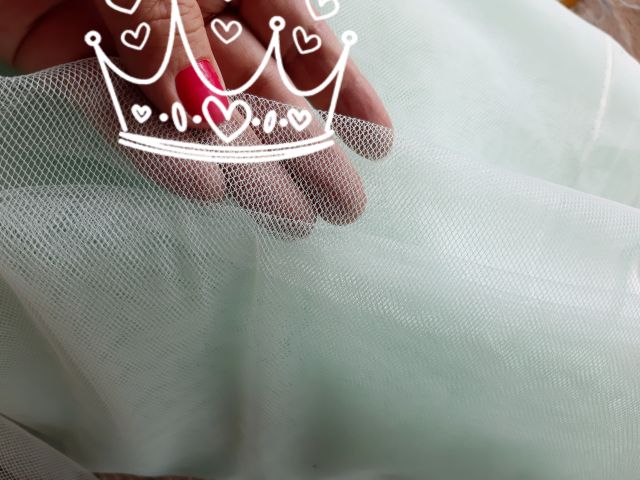 Vải lưới cứng phồng dùng lót váy màu xanh ngọc | BigBuy360 - bigbuy360.vn