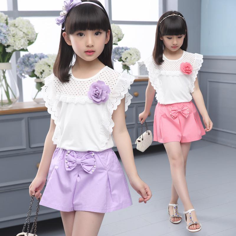Bộ Quần Áo Ngắn Tay Thời Trang Mùa Hè Dành Cho Bé Gái 6-9-11-5-13 Tuổi