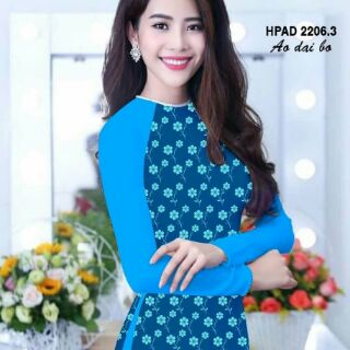 Vải áo dài hoa phối tay trơn