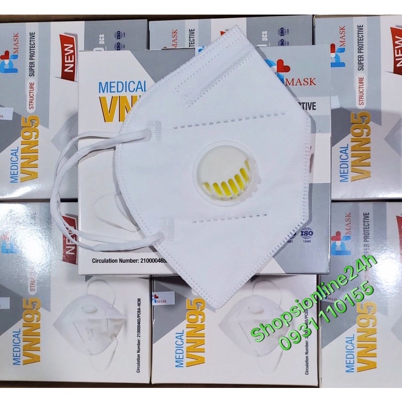 ✅ Hộp 10 cái khẩu trang y tế 5 lớp N95 , VN95 Pt Mask Phương Tuyến có Van lọc khuẩn cao cấp ( màu Trắng )