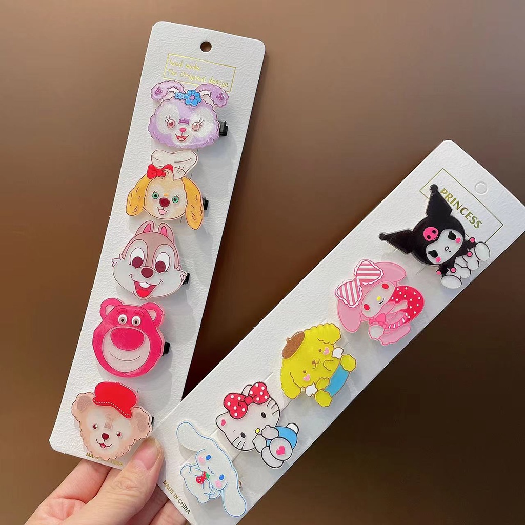 Tender afternoons Set 5 Kẹp Tóc Bằng Acrylic Hình Gấu Dễ Thương Phong Cách Nhật Bản Cho Bé Gái