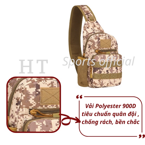 Túi đeo chéo nam HT Sports phong cách quân đội vải bố siêu bền chống thấm đi du lịch phượt tiện lợi
