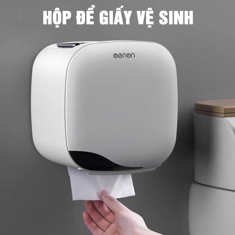 Hộp Đựng Giấy Vệ Sinh,sử dụng miếng dán siêu chắc Chống Nước 2 Ngăn Tiện Lợi