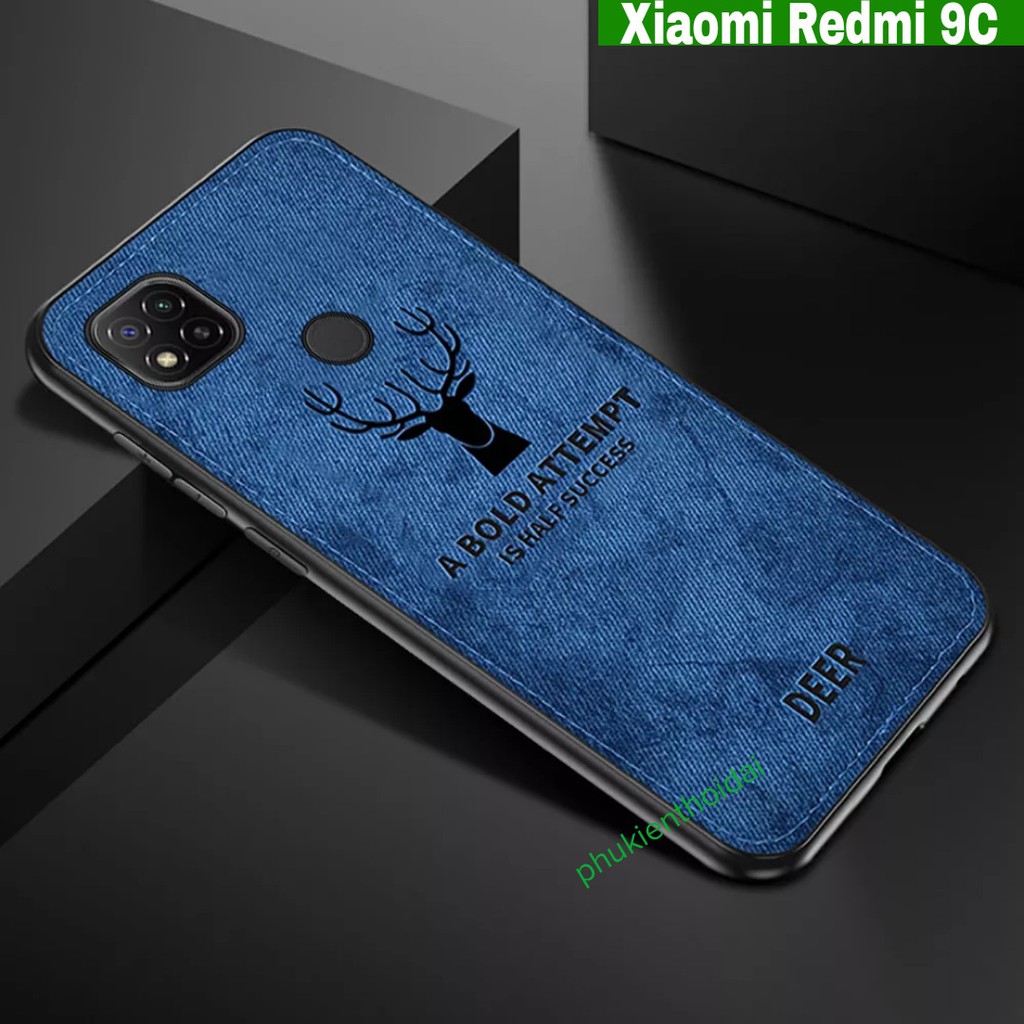Ốp lưng Redmi 9C / Redmi 10C vân vải hình hươu nai thời trang cao cấp