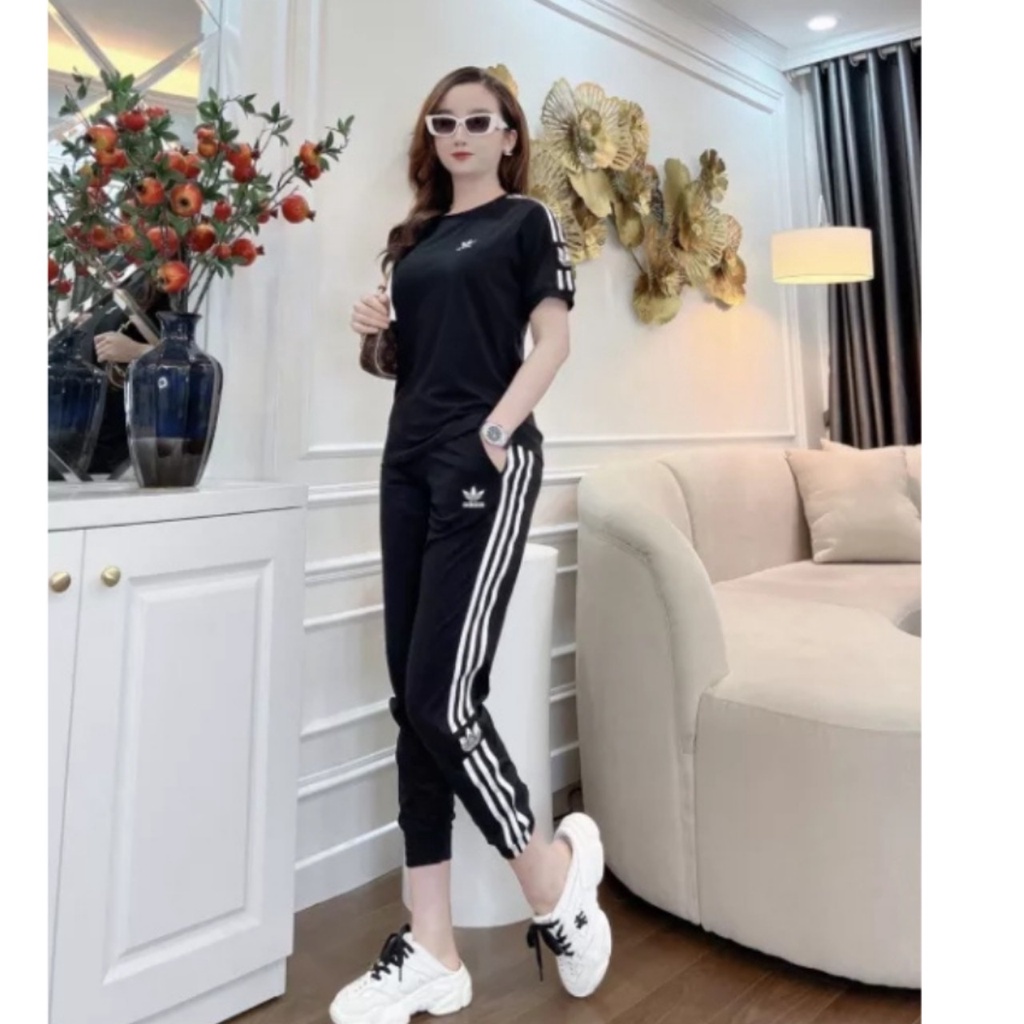 Bộ thể thao nữ ,đồ bộ nữ quần dài bo gấu vải cotton dày mịn phom dáng thể thao năng độngÂ