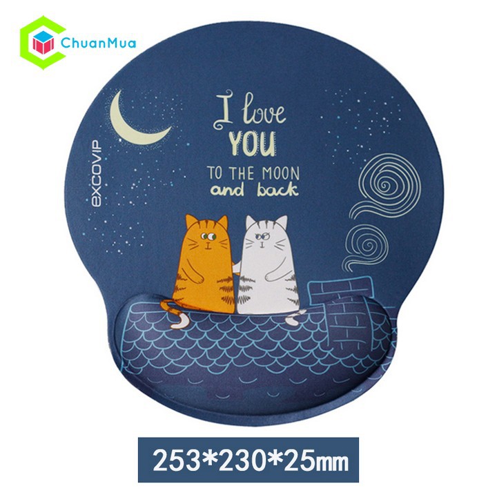 Miếng Lót Chuột Có Đệm Kê Tay Hình Mèo Cute, Pad Mouse Silicon