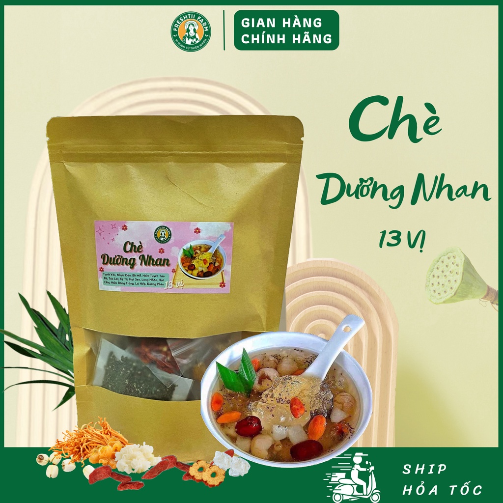 Chè Dưỡng Nhan Tuyết Yến Nhựa Đào 13 Vị Đẹp Da Giữ Dáng Freshtii Farm