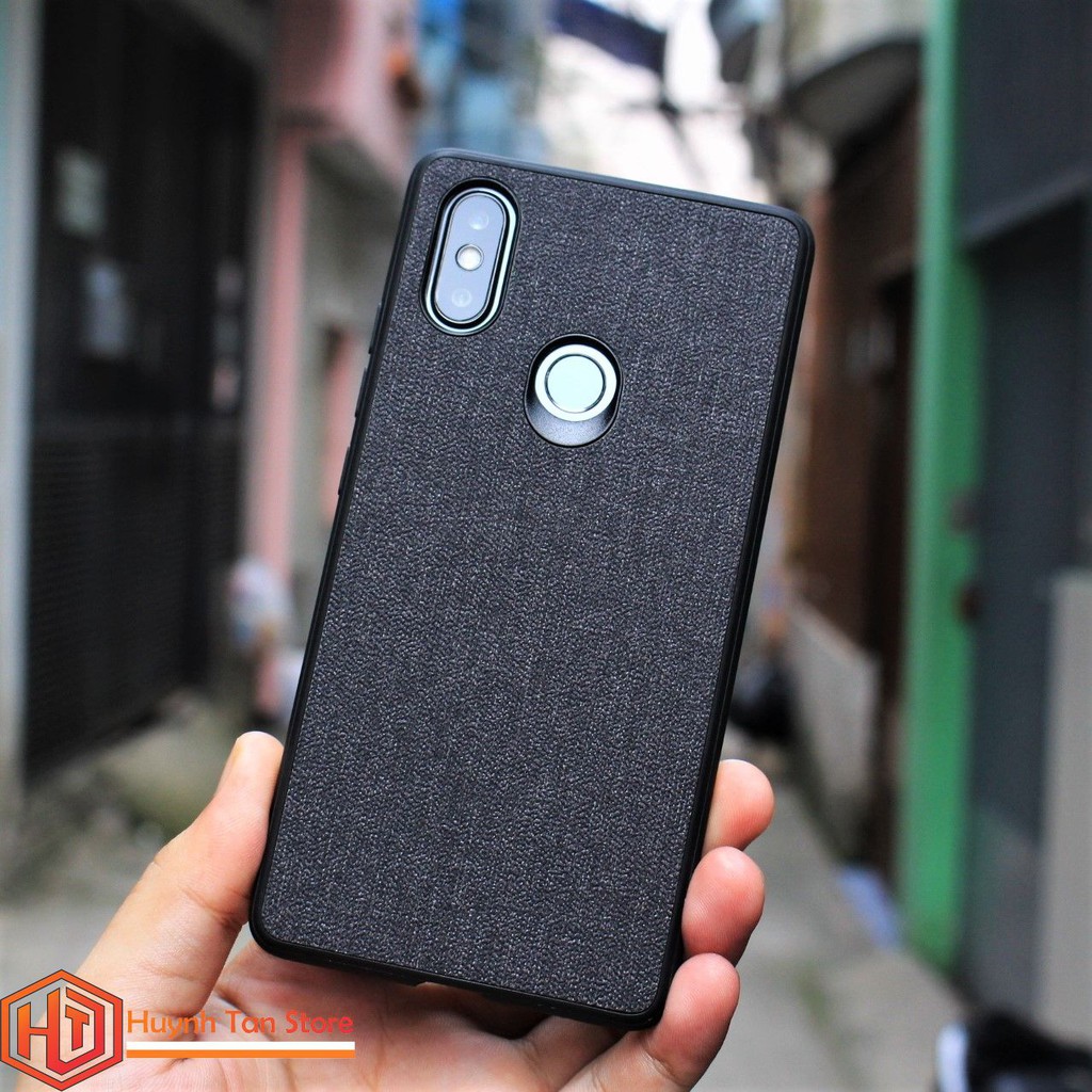 Ốp lưng Xiaomi Mi 8 SE vân vải Jean chống bám vân tay,Màu Đen