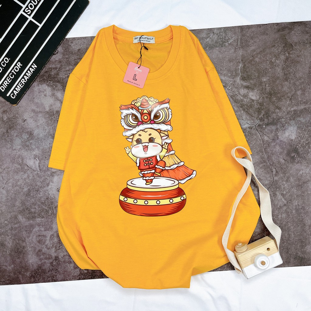 [FREESHIP] - ÁO THUN TAY NGẮN TẾT MÚA LÂN UNISEX SIZE M L XL