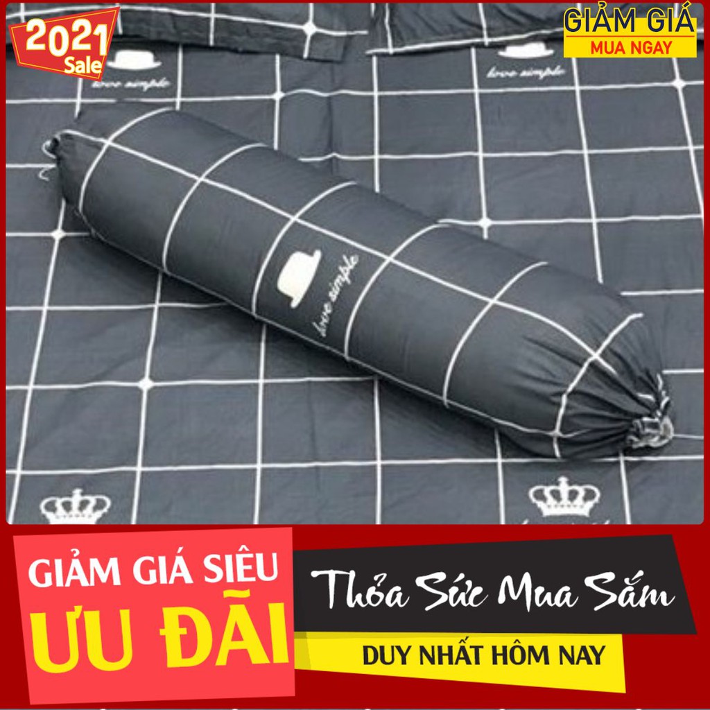 Vỏ gối ôm-sale lỗ] Vỏ gối ôm cotton poly họa tiết, được chọn mẫu,karo vương miện