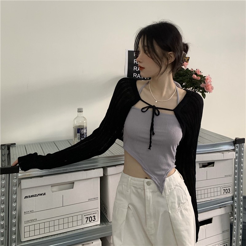 SET ÁO YẾM NỮ + ÁO KHOÁC LEN 1/2 DÀI TAY ULZZANG | BigBuy360 - bigbuy360.vn