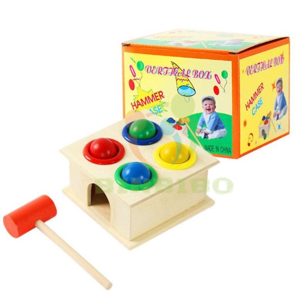 Đồ chơi Đập bóng bằng gỗ cho bé giúp nhận biết màu sắc Đồ Chơi Montessori Binbibo