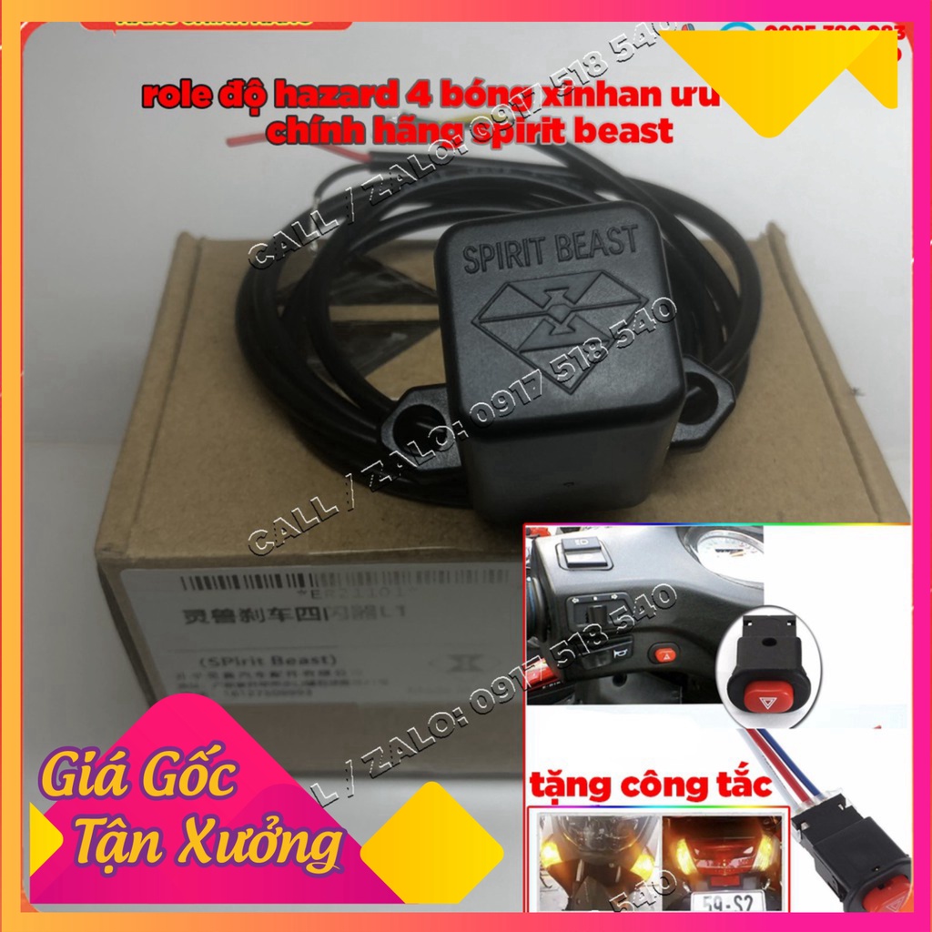 Rờ le nhấp nháy Đèn Led chính hãng SPIRIT BEAST cho mô tô - xe máy ( dùng chế hazard tặng công tắc )  (Ảnh Sp thật)