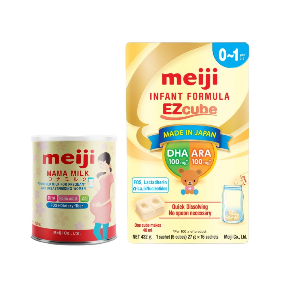 Combo 2 Sữa Meiji Mama Milk (350g) và 1 Sữa dạng thanh Meiji Infant Formula EZcube (432g)