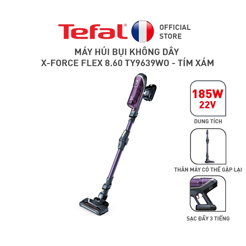 [Mã ELTEFALWL4 giảm 10% đơn 500K] Máy hút bụi không dây Tefal X-force Flex 8.60 TY9639WO - Tím xám