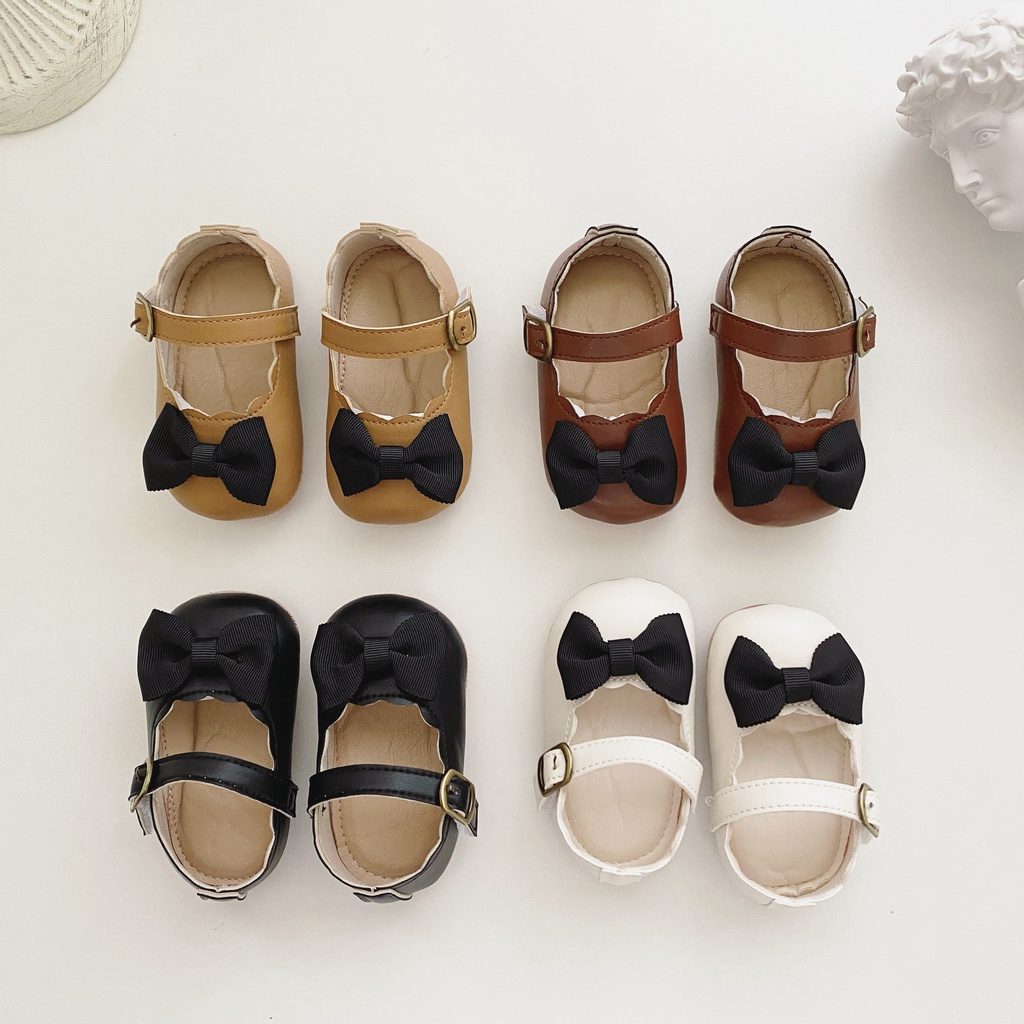 Giày tập đi nơ đen chống trơn trượt cho bé gái 821 ảnh thật