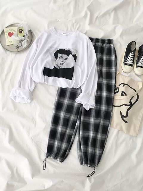 [Mã WASTCOOL giảm 15% tối đa 50K đơn 99K] (Sẵn) Set áo thun ulzzang / quần kẻ caro ( có ảnh thật ) | BigBuy360 - bigbuy360.vn