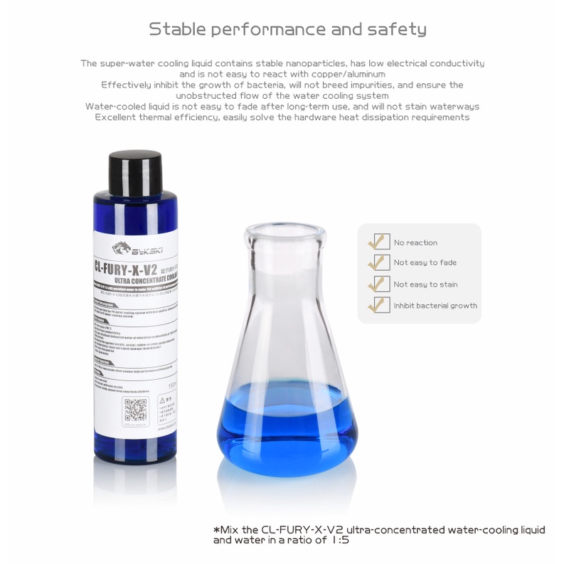 Bykski CL-FURY-X-V2 150ml Nước làm mát siêu đậm đặc Chất lỏng làm mát máy tính Chất lỏng tản nhiệt mờ đục chống ăn mòn
