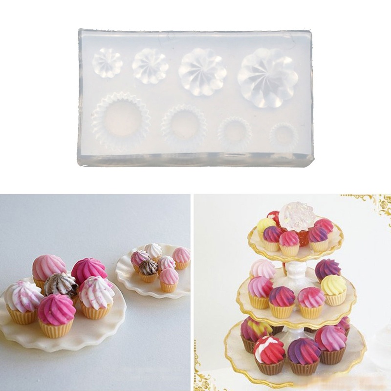 Bộ 3 khuôn silicone làm chai lọ ly nước cốc bánh cupcake thức ăn 3D nhỏ resin mini thủ công tiện lợi Ivy