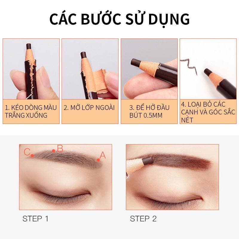 [Hàng mới về] Chì kẻ mày xé chống thấm nước lâu trôi nhiều màu HUBEAUTY