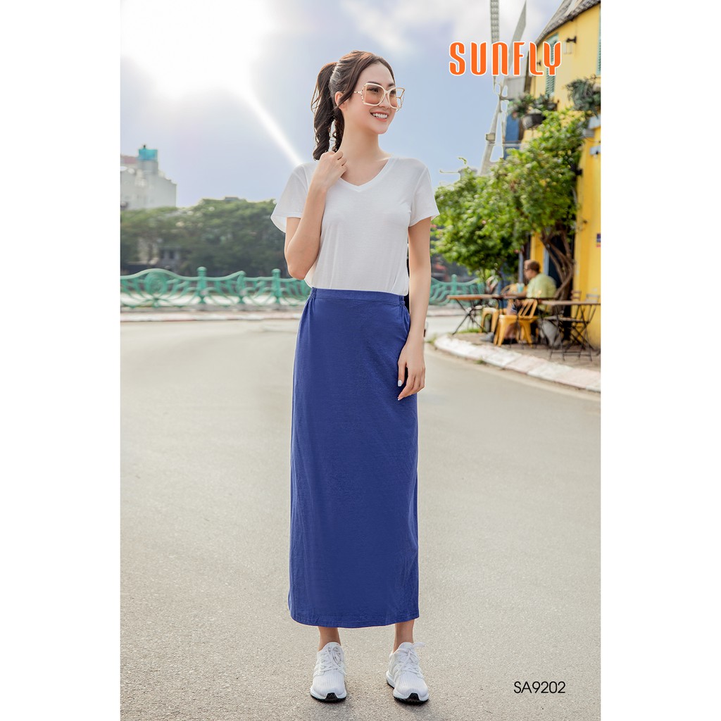 Chân váy cotton chống nắng nữ SUNFLY, cản tia UV, co giãn SA9202