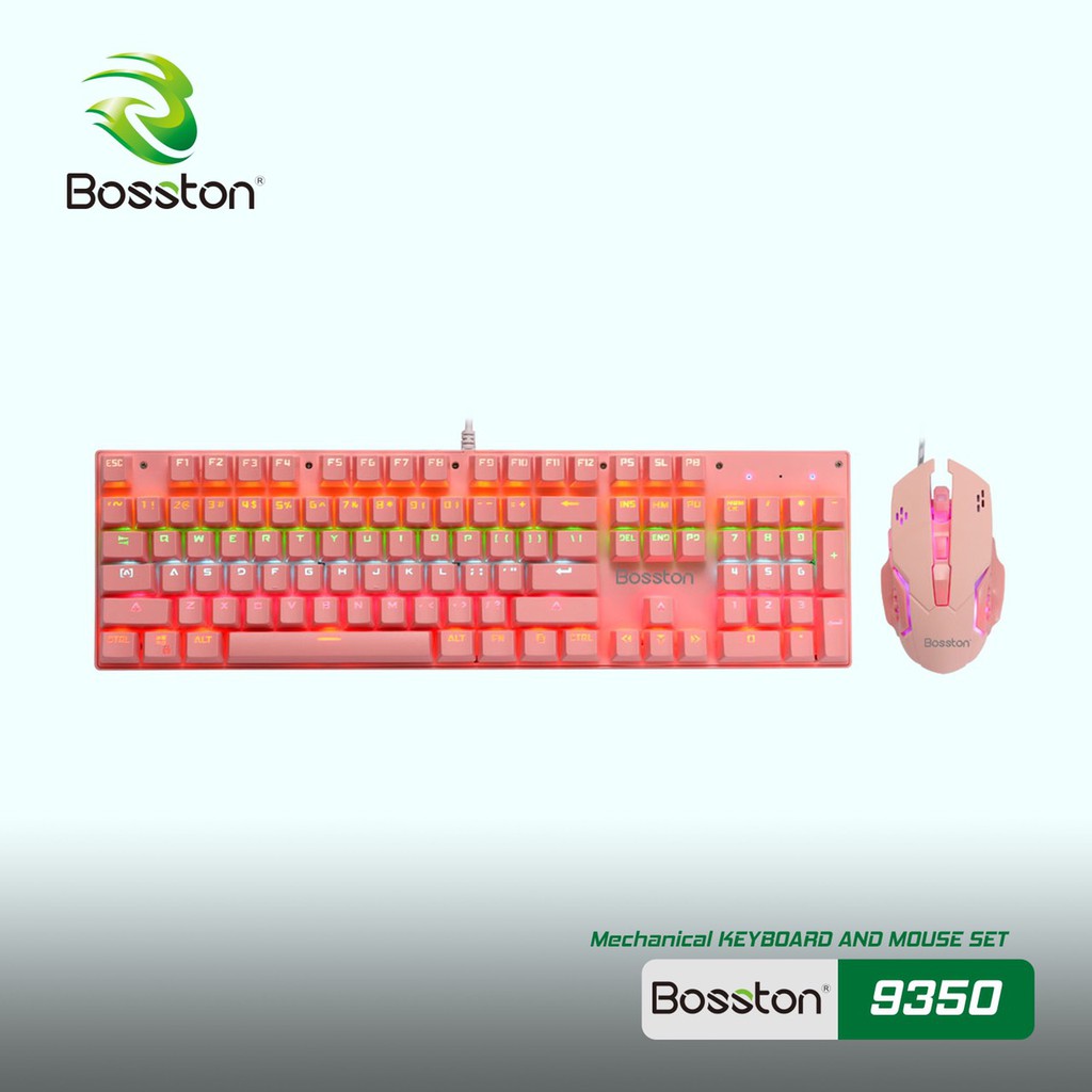 [Mã SKAMSALE03 giảm 10% đơn 200k] Bộ Phím Chuột Cơ Bosston EK9350 Màu Hồng