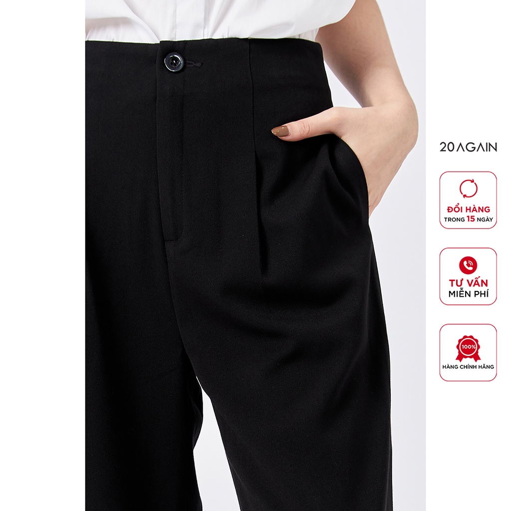 [Mã WABR20A30 giảm 10% đơn 99K] Quần âu ống rộng nữ cạp liền 20AGAIN, hàng thiết kế công sở thanh lịch QAA1603